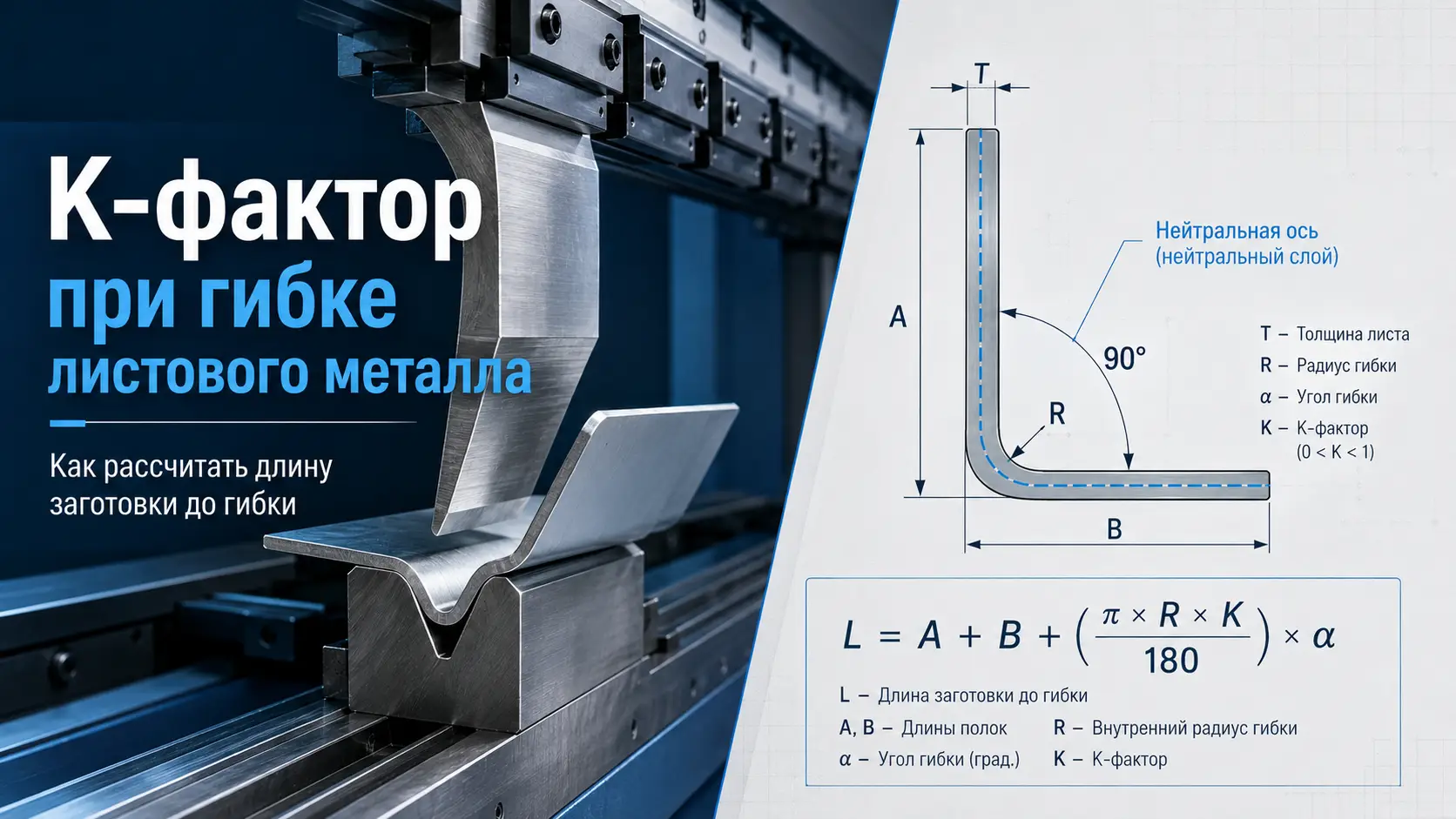 Коэффициент средней линии при гибке металла: как рассчитать развертку для точного заказа
