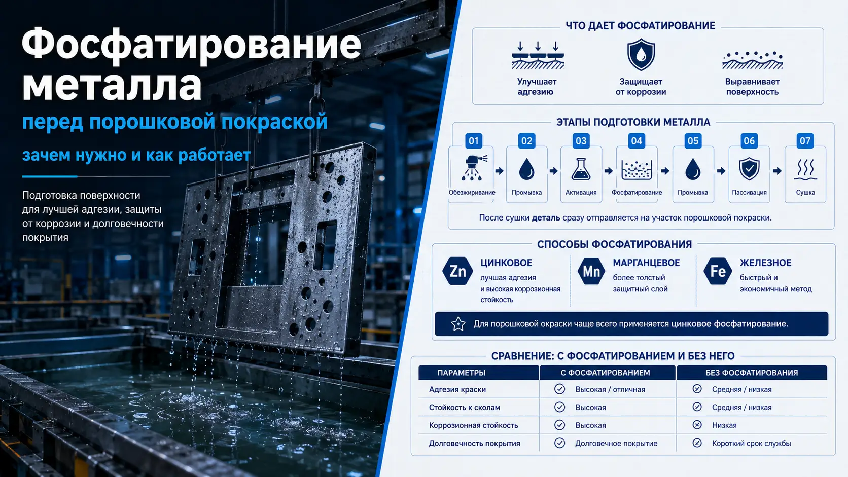 Фосфатирование металла перед покраской порошковой краской: подготовка в Воронеже