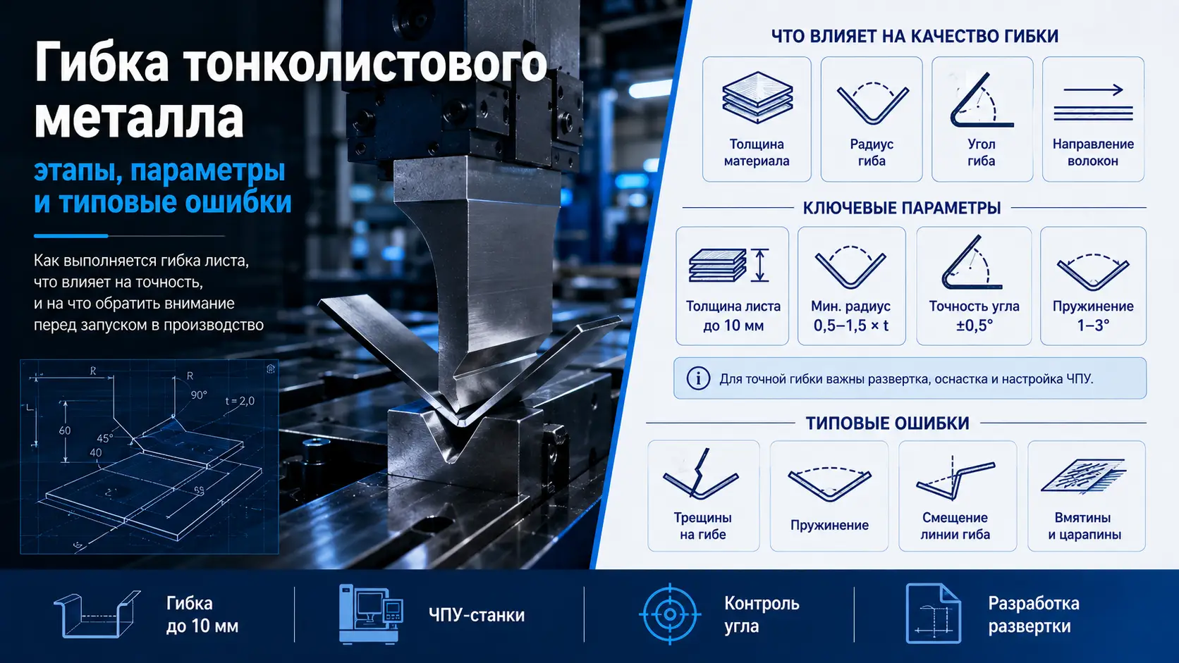 Технология гибки тонколистового металла и проволоки: методы, параметры и этапы процесса