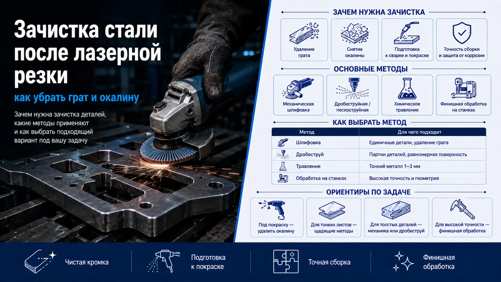 Зачистка деталей из стали после лазерной резки: методы и советы