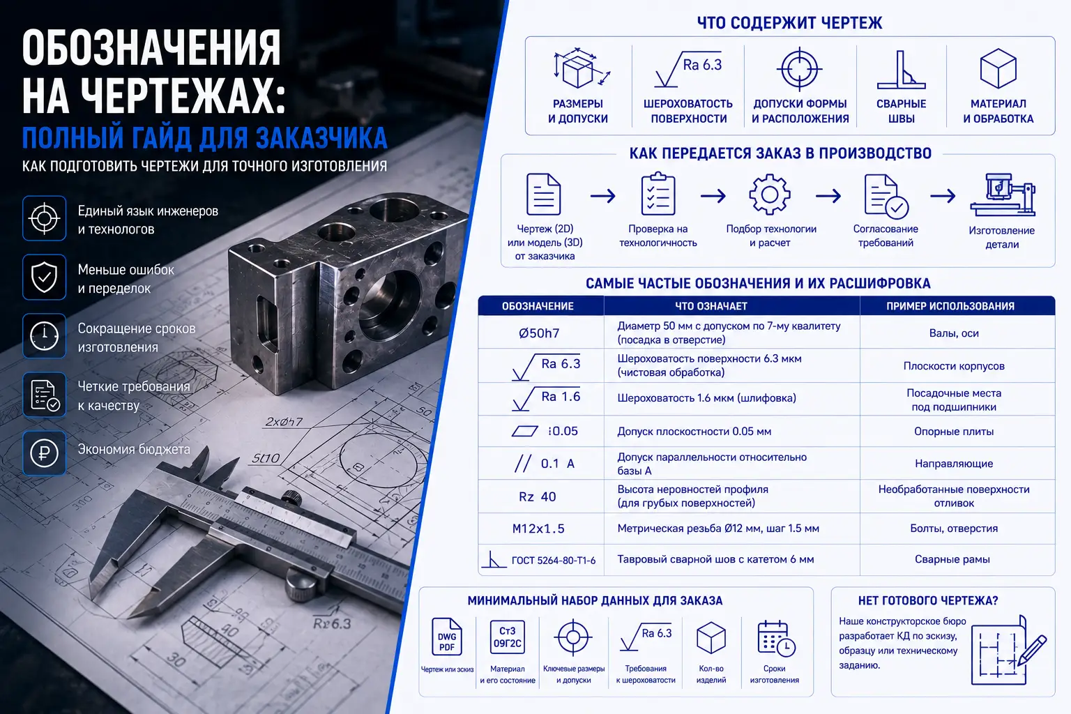 Обозначения на чертежах в машиностроении и металлообработке: как правильно оформить заказ